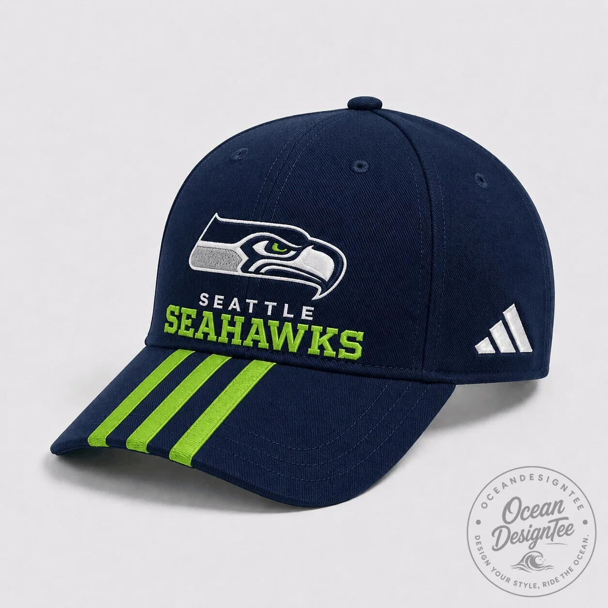 Seattle Seahawks NFL Football Team Logo Embroidered Navy Blue Cap Hat