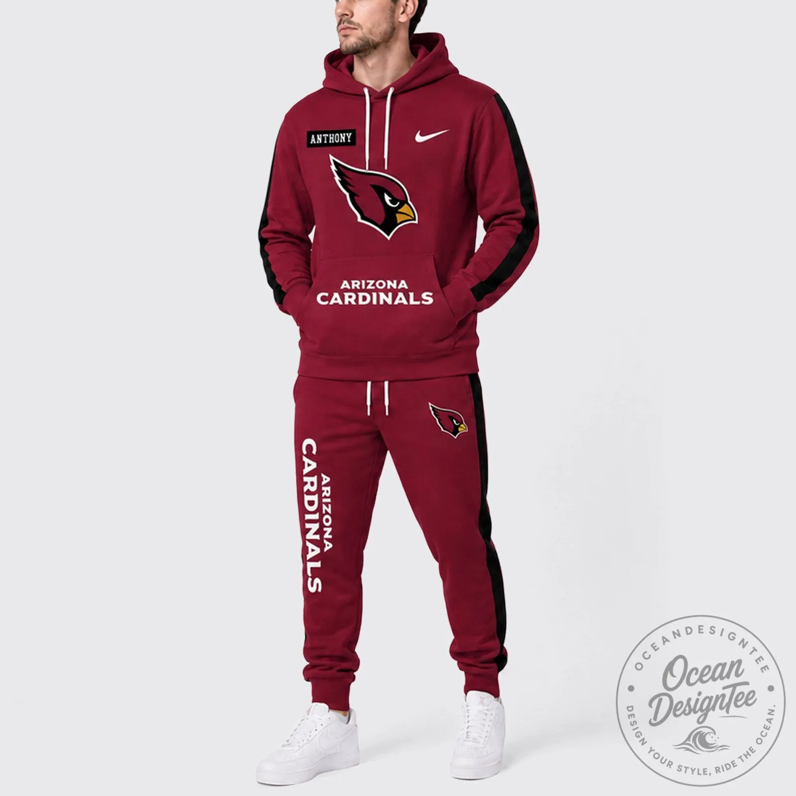 Arizona Cardinals Football Team Personalized Name Hoodie and Sweatpants Set