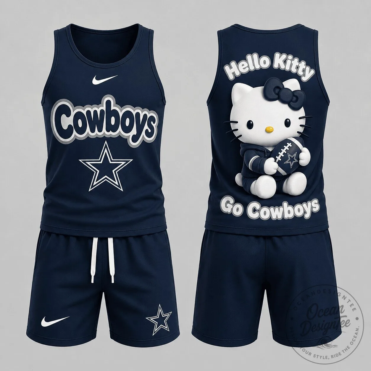 Dallas Cowboys Hello Kitty Football Sports Tank Top and Shorts Set