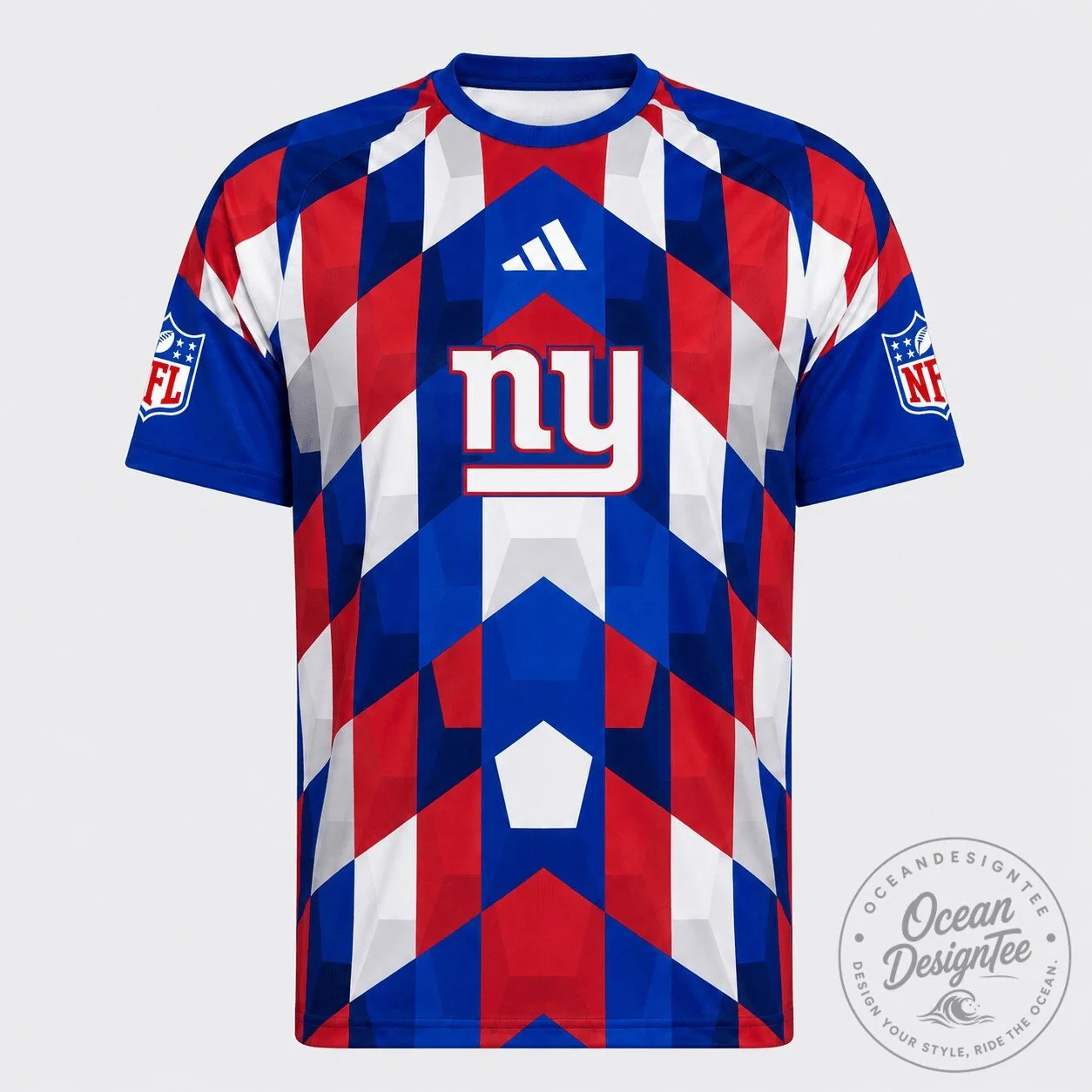 New York Giants NFL Fan Shirt Geometric Performance Jersey