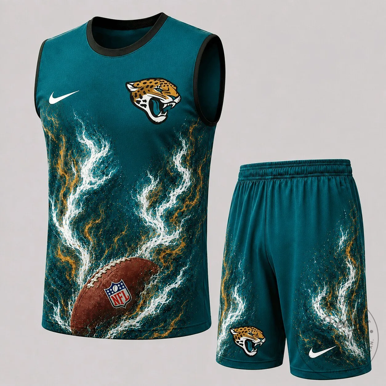 Jacksonville Jaguars National Football League Flame Design Tank Top and Shorts Set