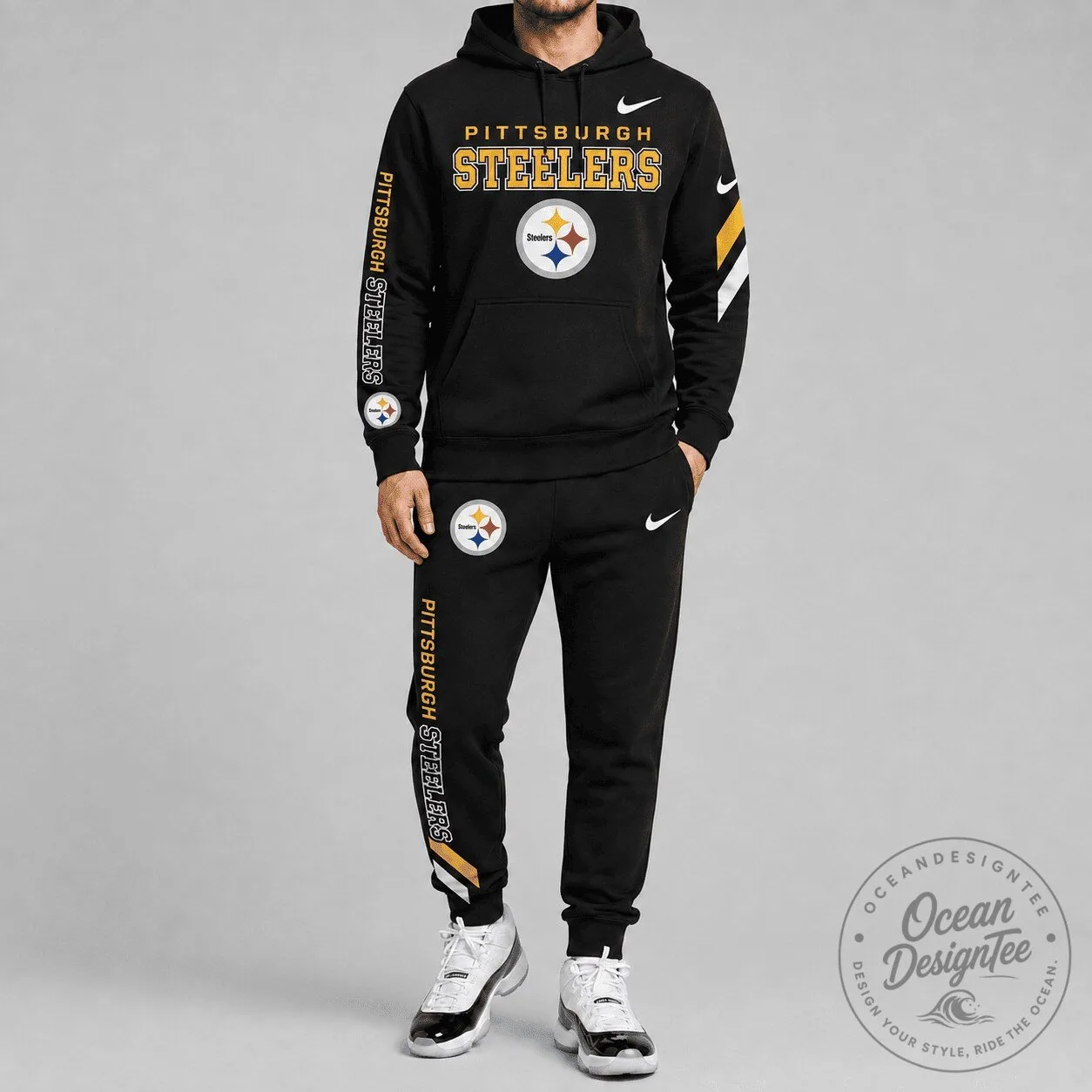 Pittsburgh Steelers NFL Football Team Black Hoodie and Sweatpants Set