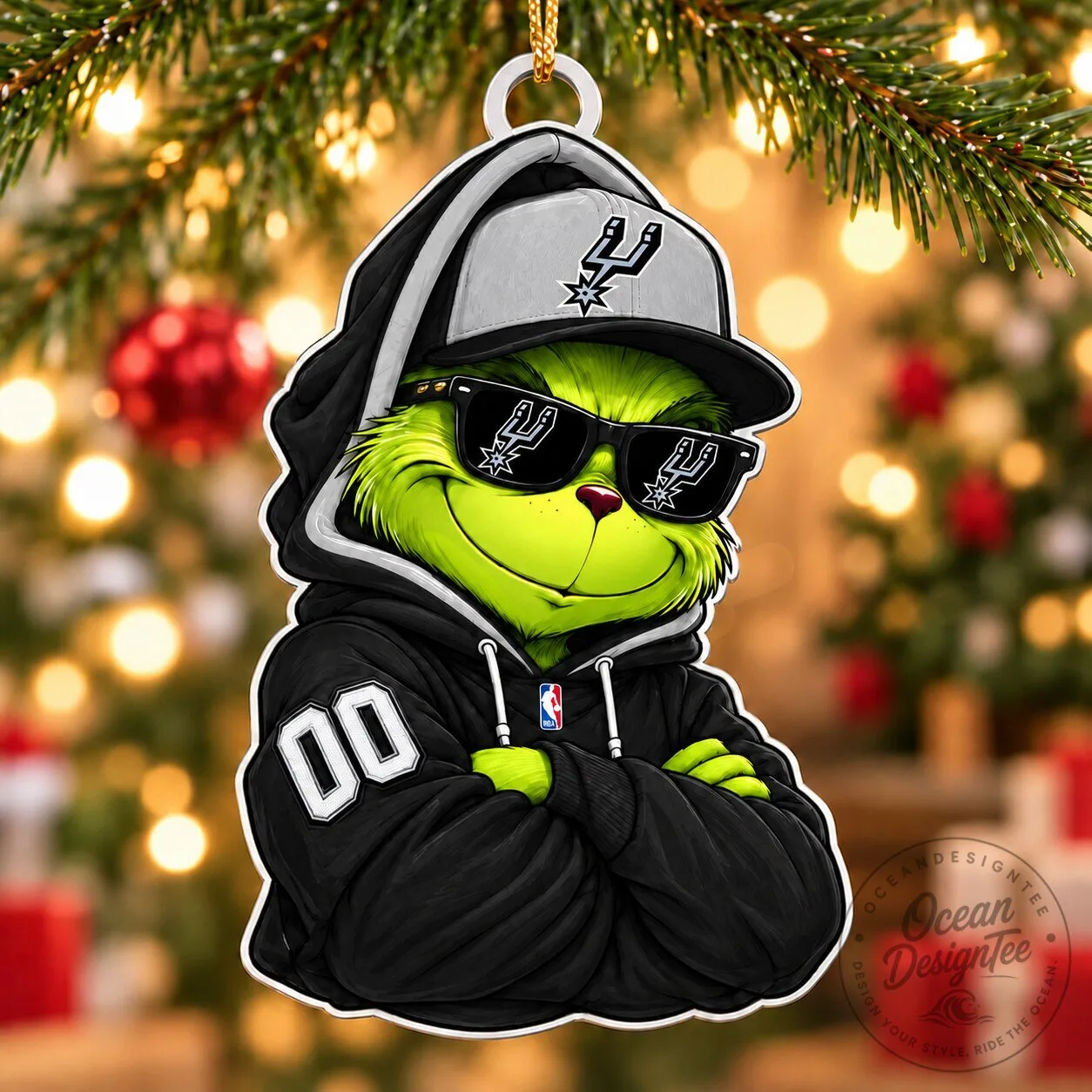 San Antonio Spurs Grinch Christmas Tree Ornament