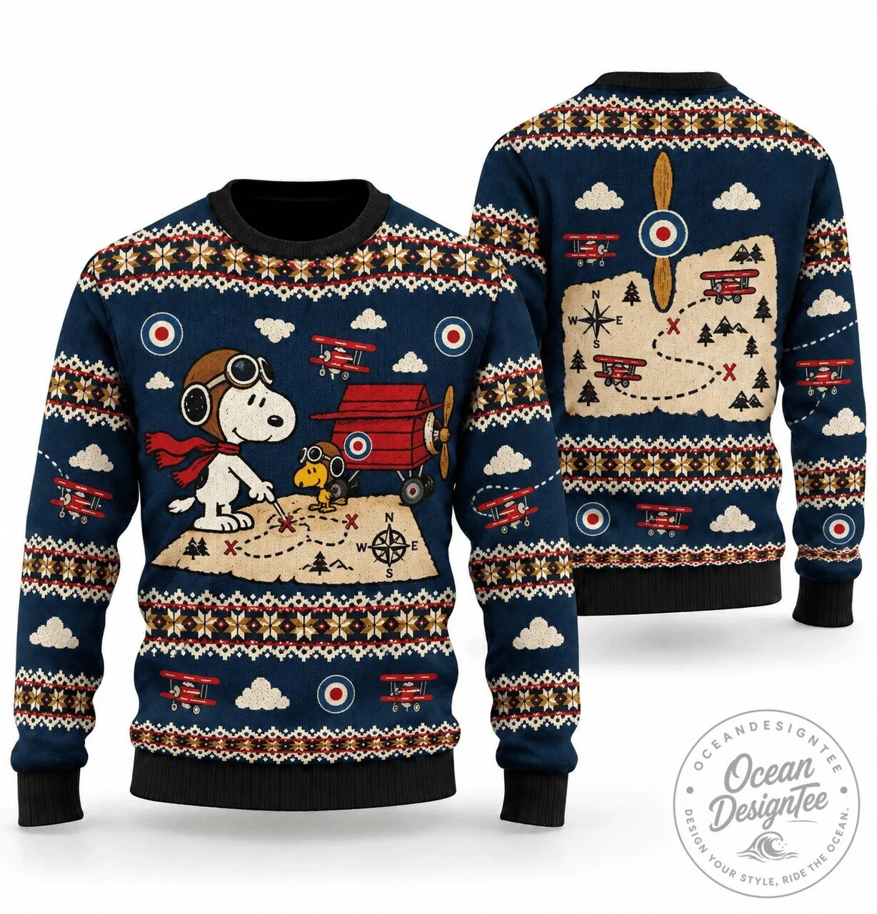 Snoopy Red Baron Squadron Briefing Ugly Christmas Sweater