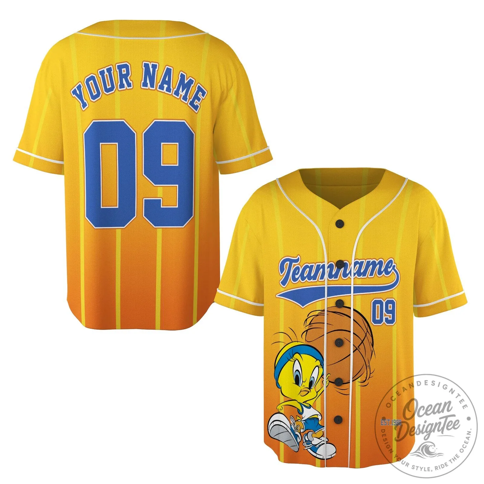 Tweety Bird Basketball Fan Shirt Custom Name Number Baseball Jersey