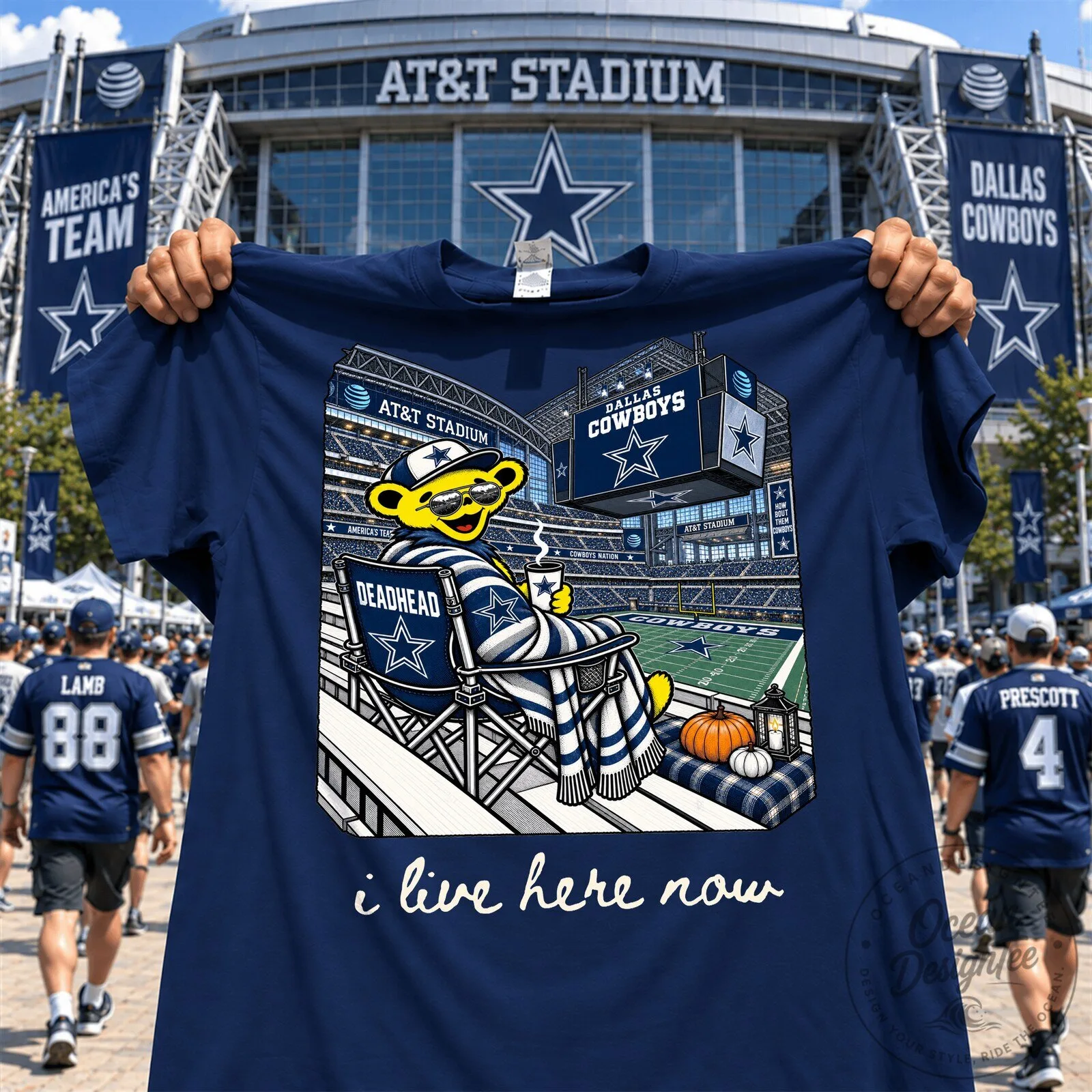Dallas Cowboys Football Grateful Dead Dancing Bear T-Shirt