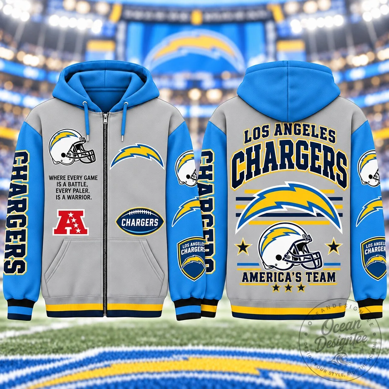 Los Angeles Chargers National Football League Team Zip Hoodie