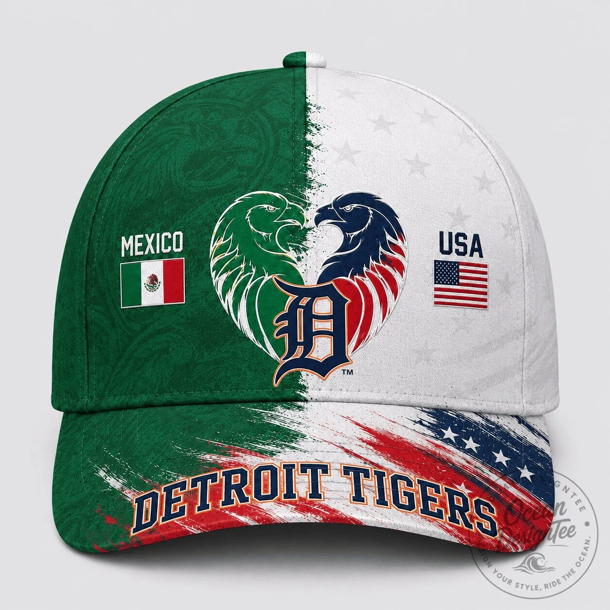 Mexico vs USA Detroit Tigers Dual Pride Baseball Cap Hat