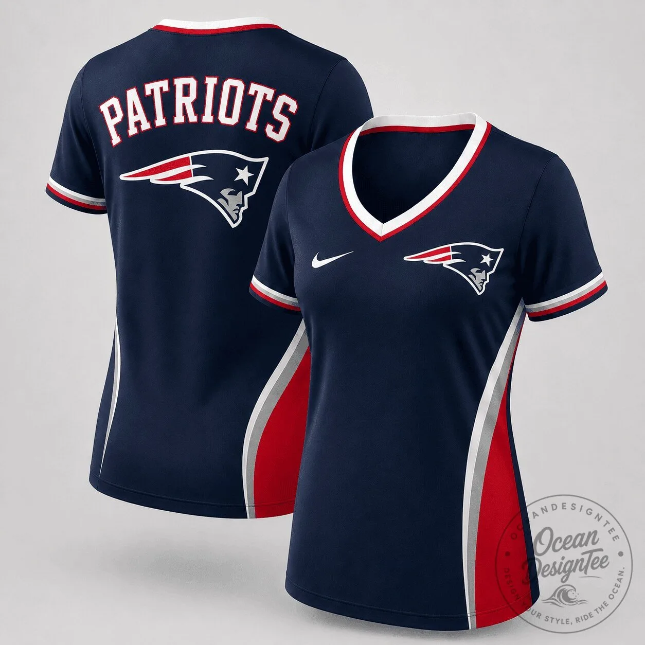 New England Patriots NFL Fan Apparel Women's Performance V-Neck T-Shirt 5 New England Patriots NFL Fan Apparel Women