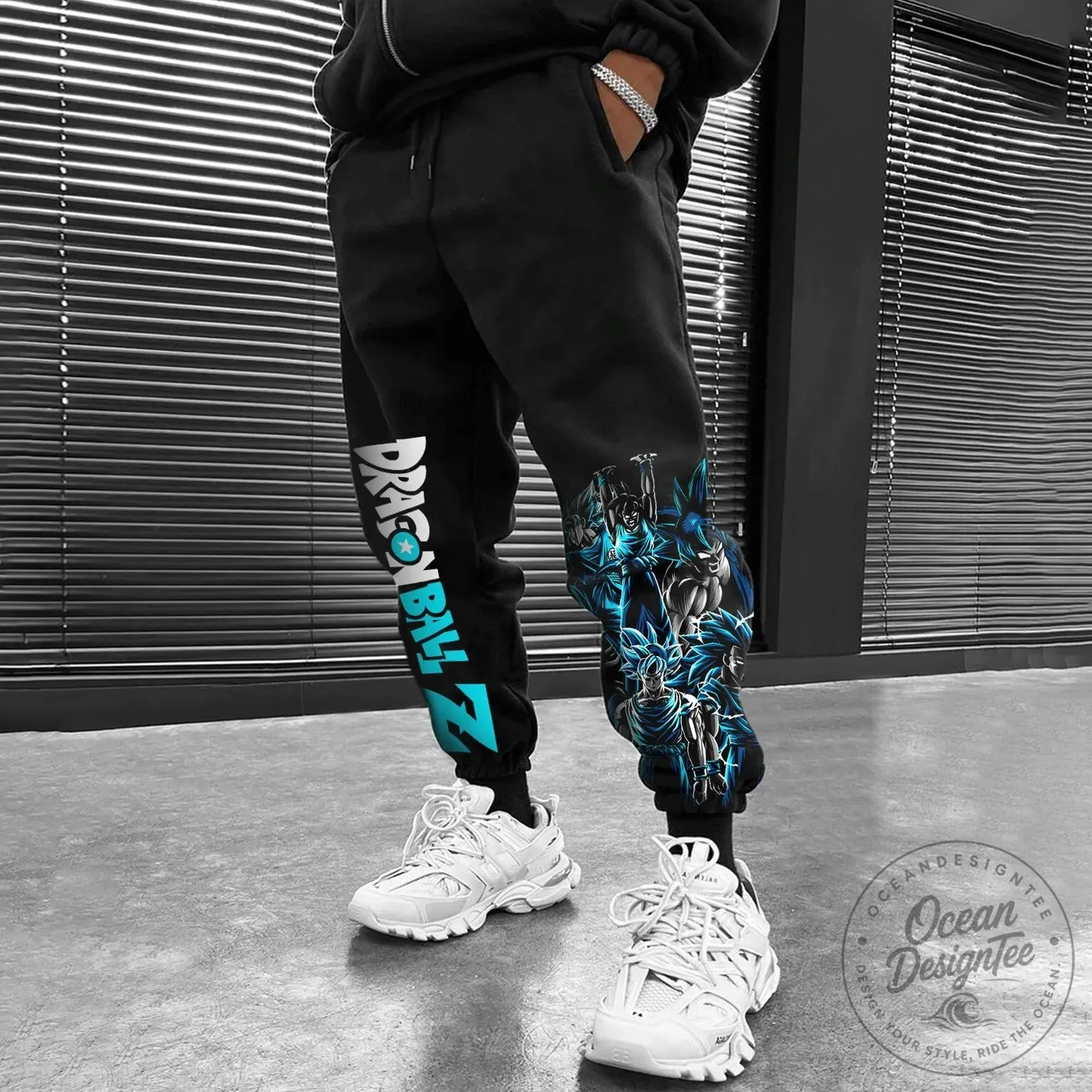 Anime Streetwear Pants featuring Goku in Super Saiyan Blue from Dragon Ball Z