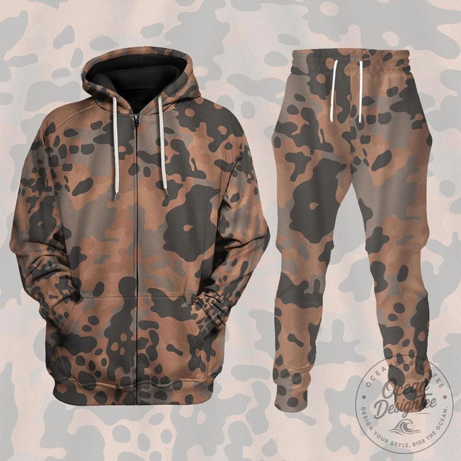 World War II German Oak Leaf Camouflage Pattern Hoodie and Pants Set