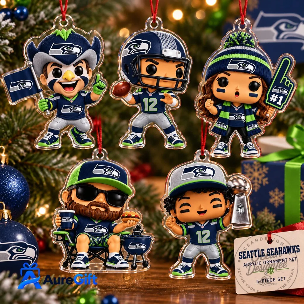 Seattle Seahawks Football Team Christmas Tree Acrylic Ornament Set Seattle Seahawks Football Team Christmas Tree Acrylic Ornament Set