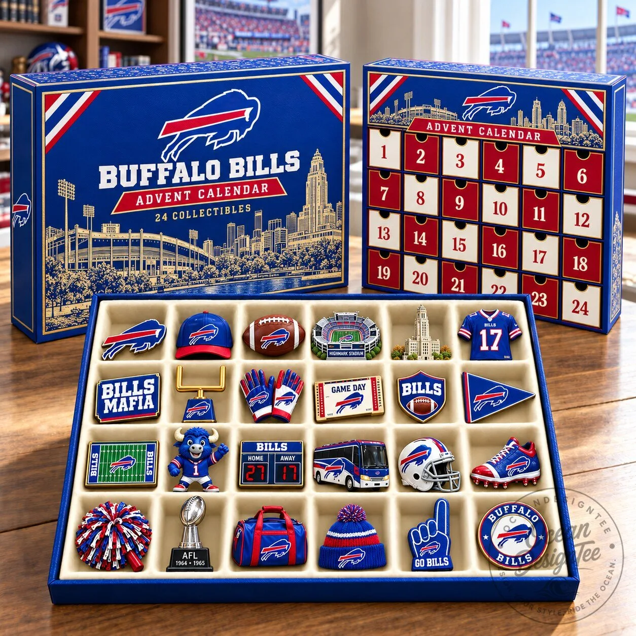 Buffalo Bills NFL Football Team 24 Collectibles Advent Calendar Gift Set