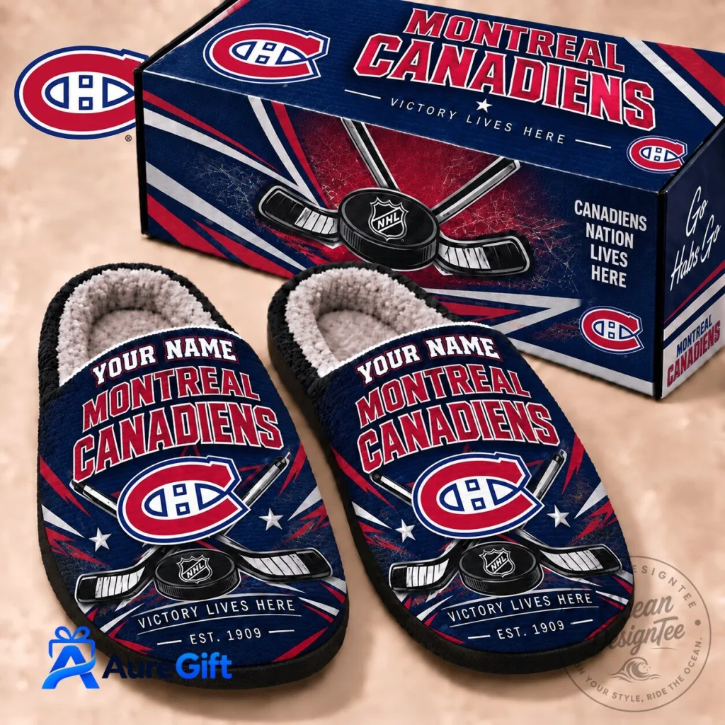 Montreal Canadiens Personalized Hockey Team Fan Slippers Montreal Canadiens Personalized Hockey Team Fan Slippers