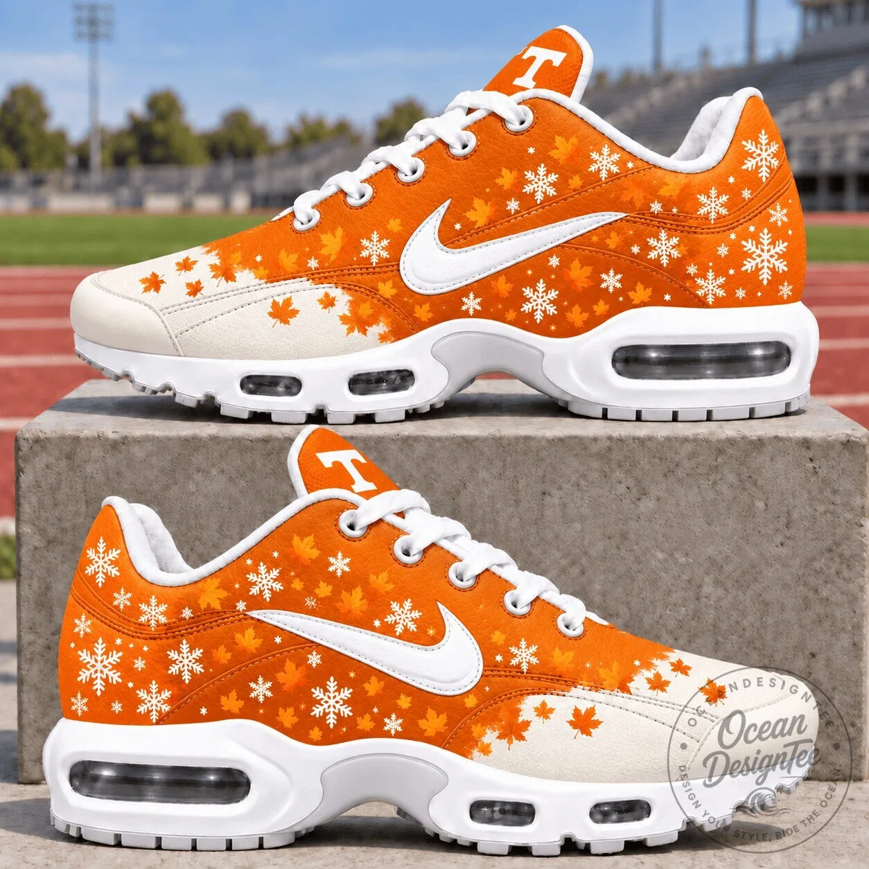 Tennessee Volunteers Fall Leaves and Snowflakes Air Max Sneakers