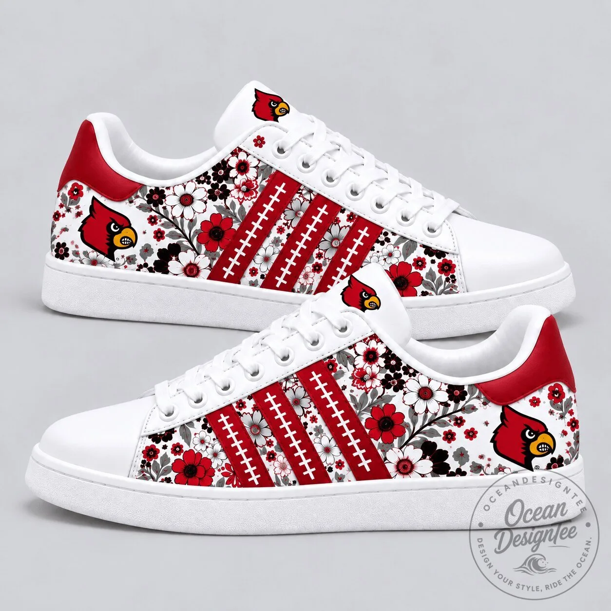 Louisville Cardinals Floral NCAA Team Spirit Superstar Shoes