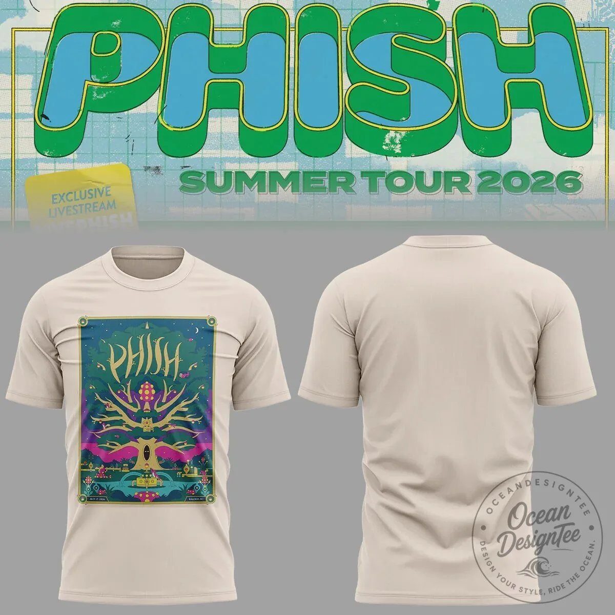 Phish Summer Tour 2026 Raleigh North Carolina Concert T-Shirt