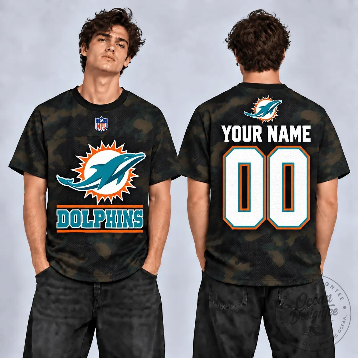 Miami Dolphins Personalized Custom Name and Number Camouflage Football Jersey