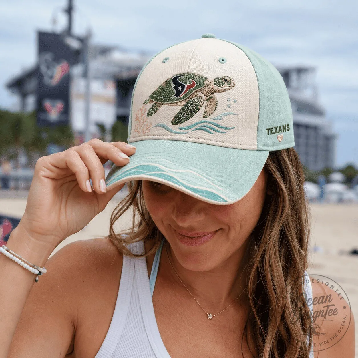 Houston Football Team Sea Turtle Embroidered Baseball Cap Hat