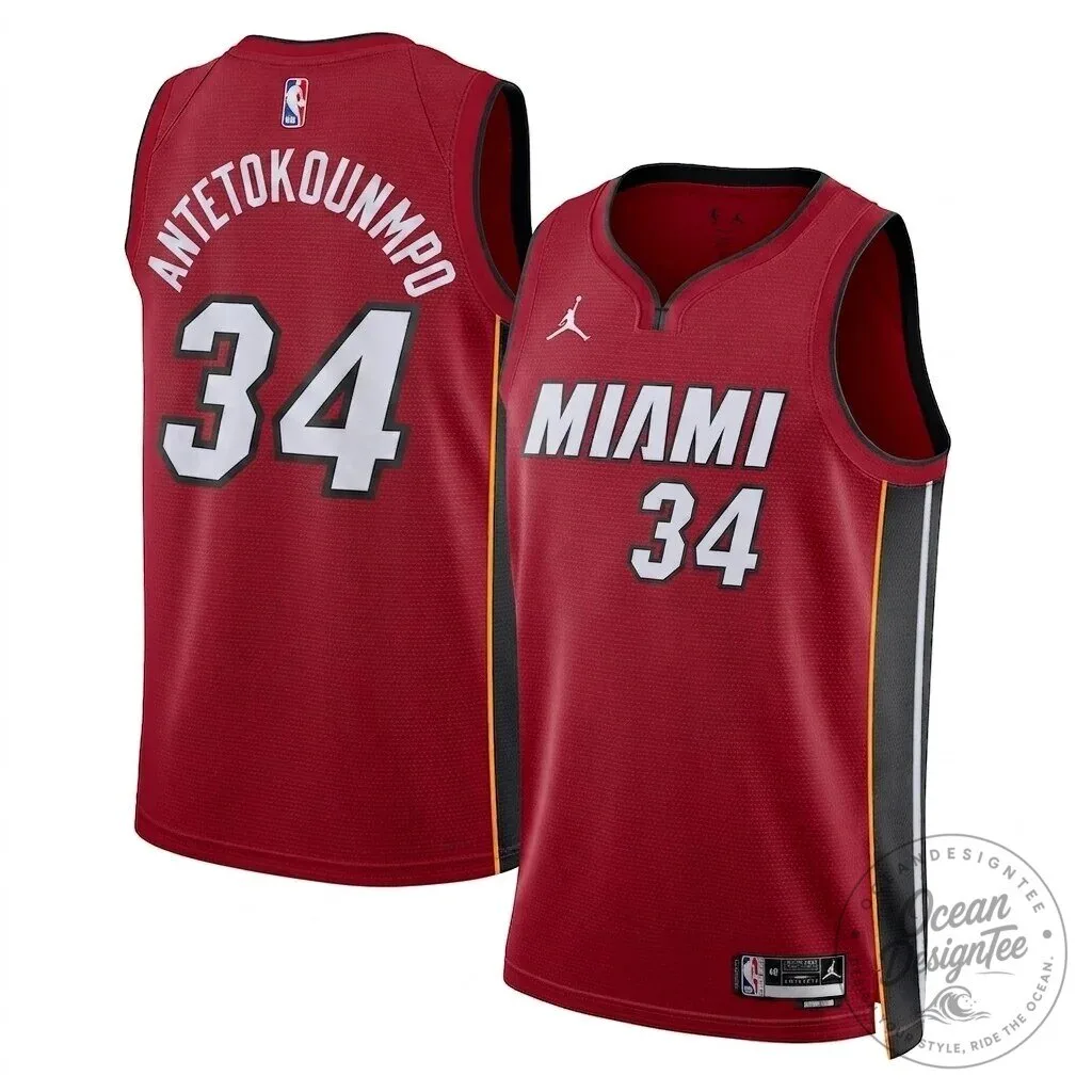 White Basketball Jersey of Giannis Antetokounmpo for Miami Heat 10 White Basketball Jersey of Giannis Antetokounmpo for Miami Heat