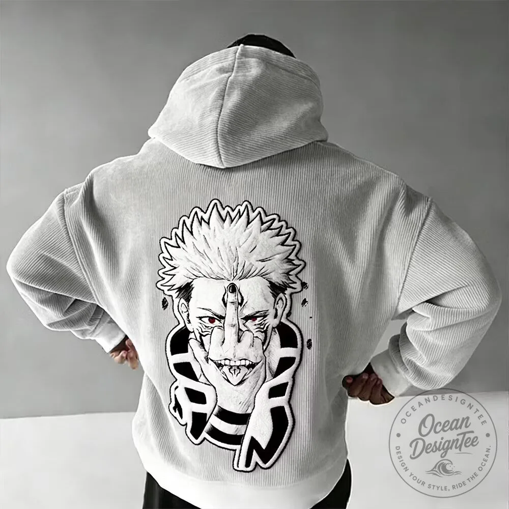Black Clover Anime Sukuna Jujutsu Kaisen Graphic Print Hoodie