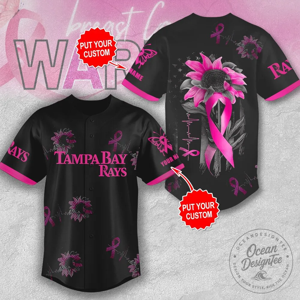 Tampa Bay Rays Baseball Breast Cancer Awareness Pink Sunflower Baseball Jersey