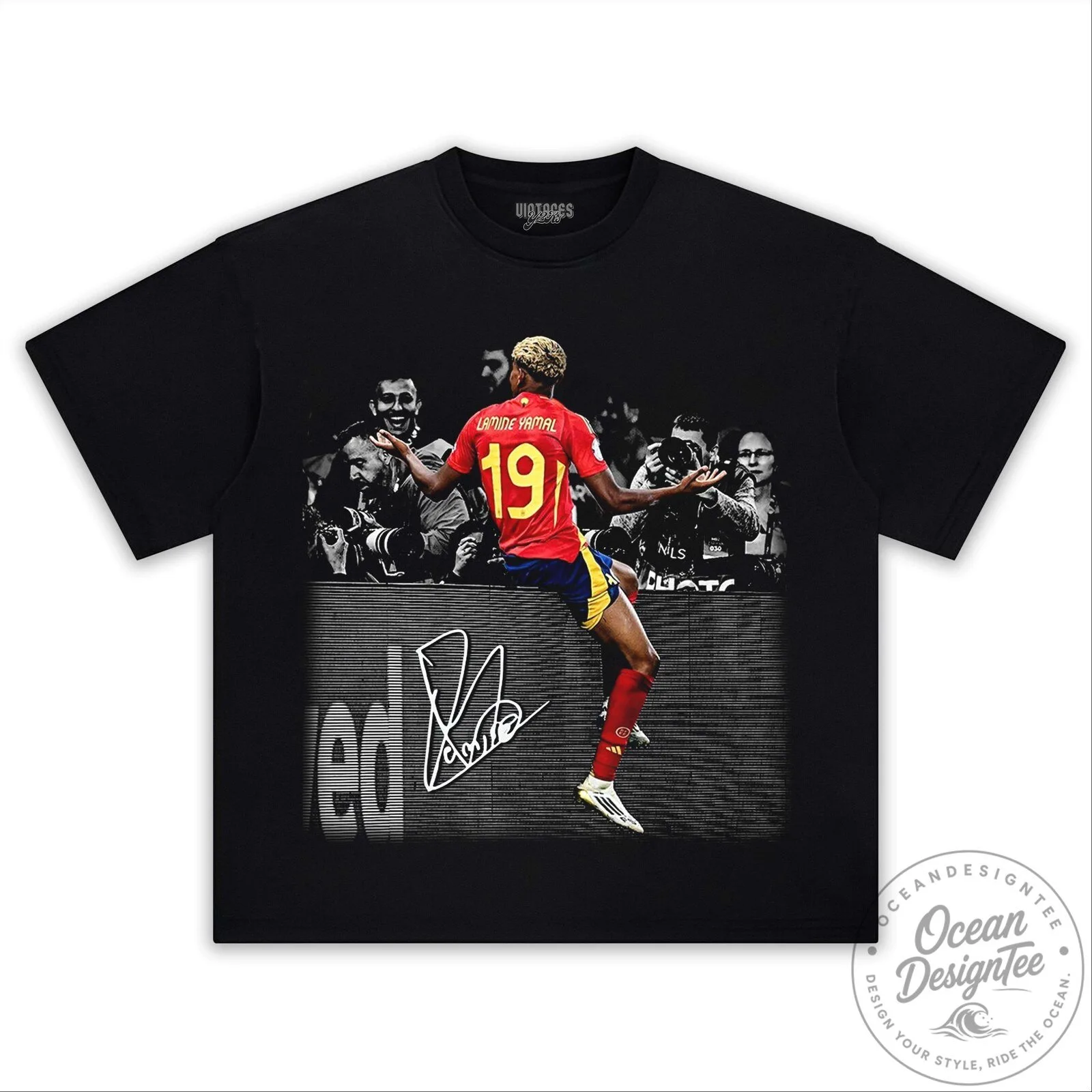 Lamine Yamal Number 19 Spain Soccer Player Signature Graphic T-Shirt