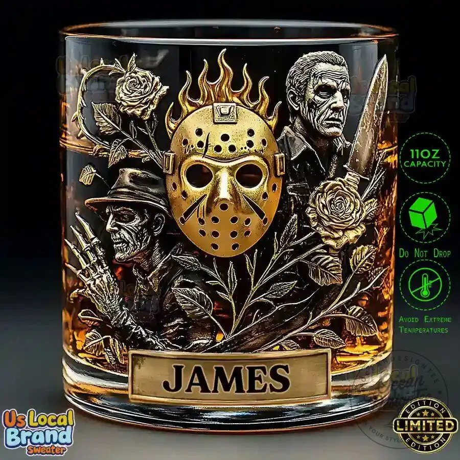 Horror Movie Villains Jason Freddy Michael Myers Whiskey Glass 9 Horror Movie Villains Jason Freddy Michael Myers Whiskey Glass