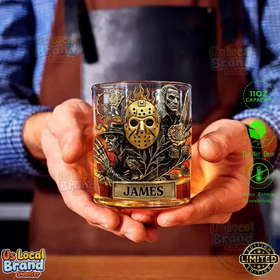 Horror Movie Villains Jason Freddy Michael Myers Whiskey Glass 10 Horror Movie Villains Jason Freddy Michael Myers Whiskey Glass