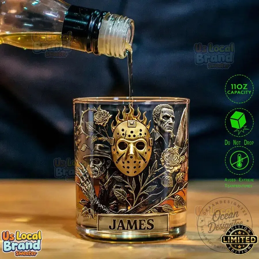 Horror Movie Villains Jason Freddy Michael Myers Whiskey Glass 11 Horror Movie Villains Jason Freddy Michael Myers Whiskey Glass