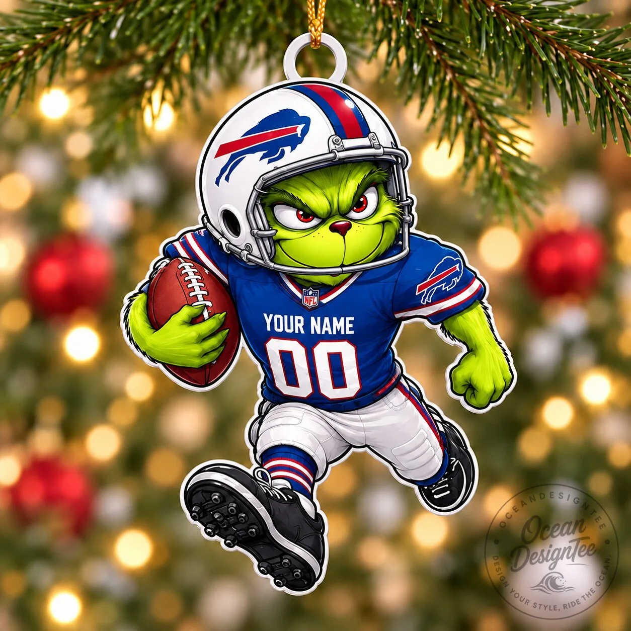 Buffalo Bills Grinch Football Player Christmas Tree Ornament