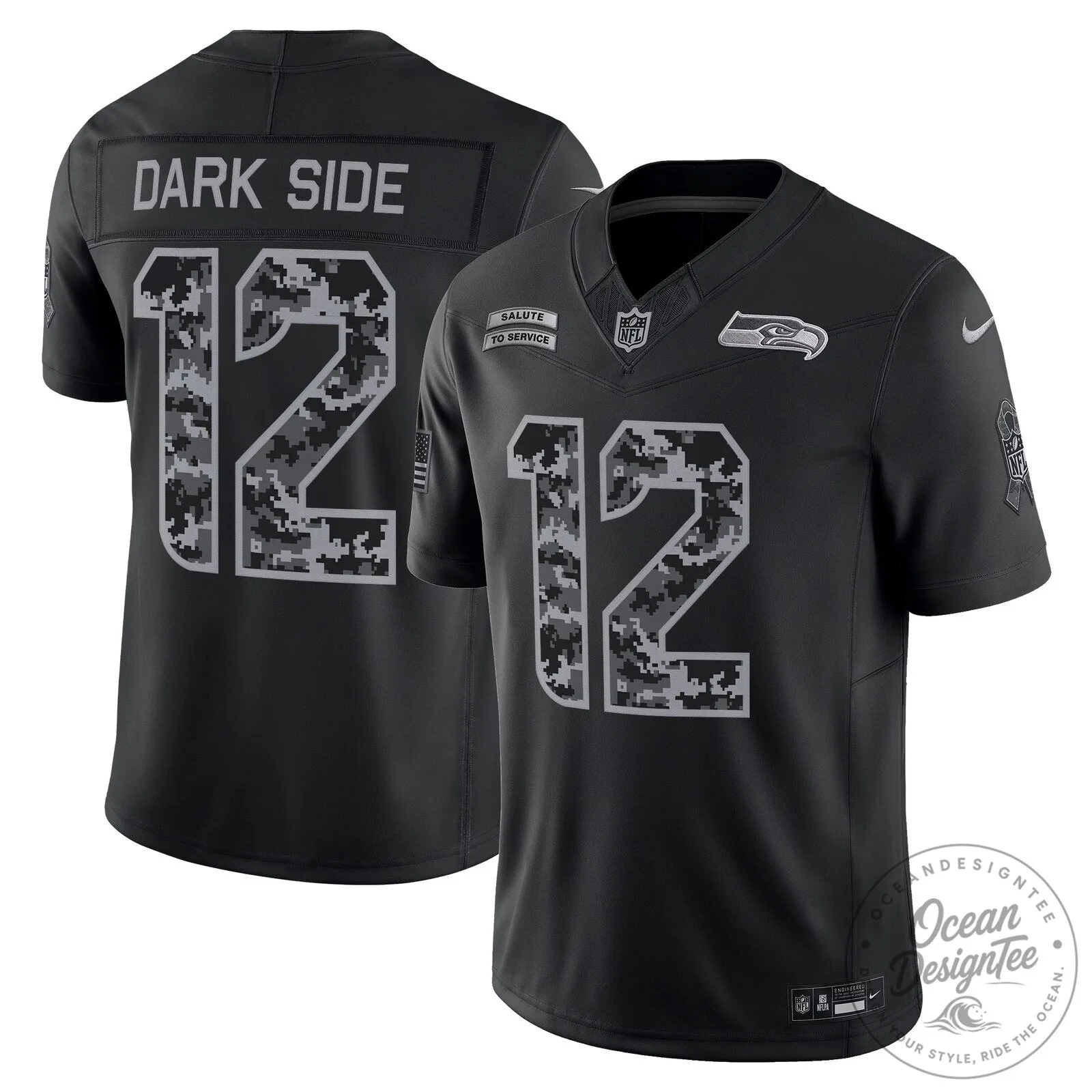 Seattle Seahawks Dark Side Salute To Service Football Jersey