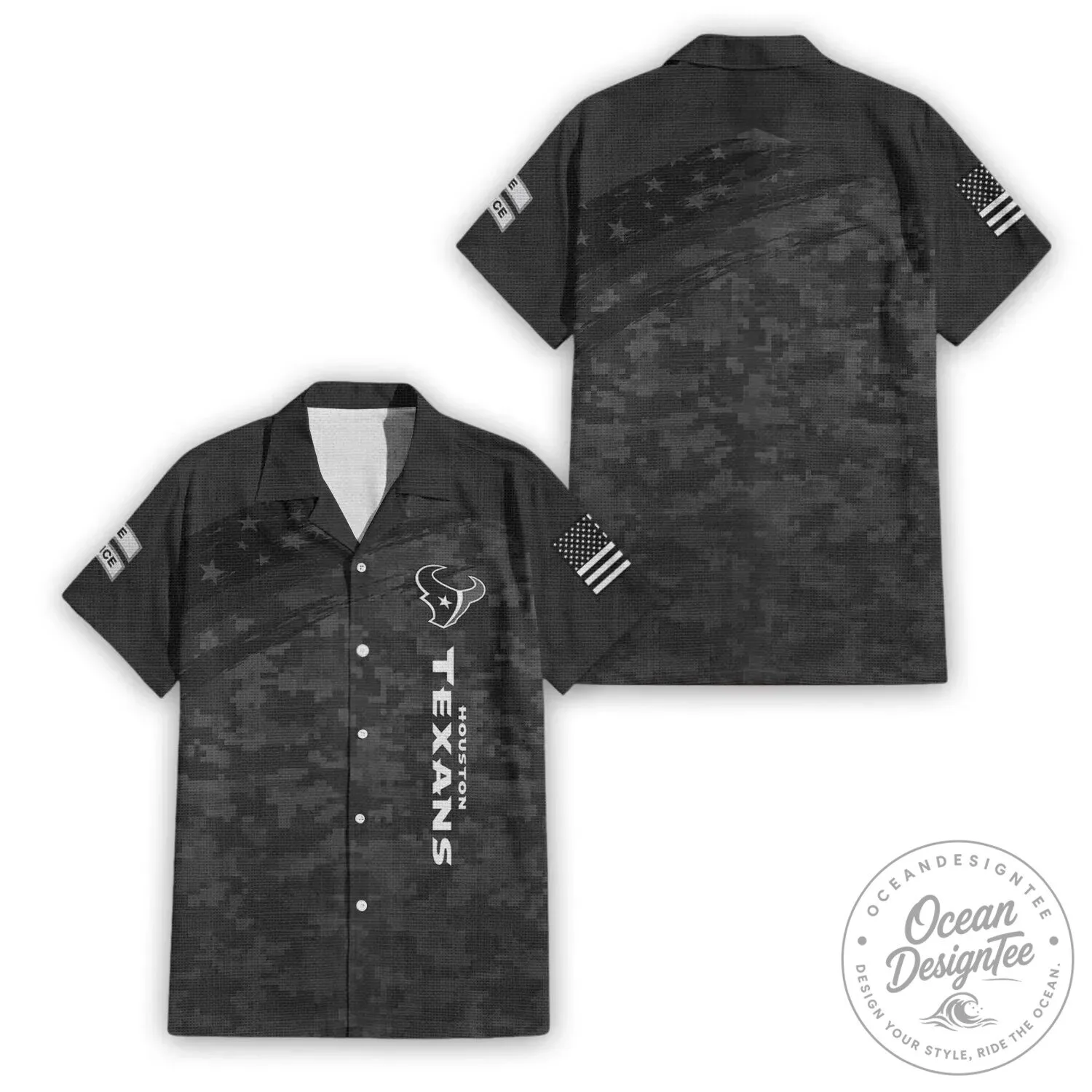 Digital Camouflage Hawaiian Shirt for Houston Texans Salute to Service