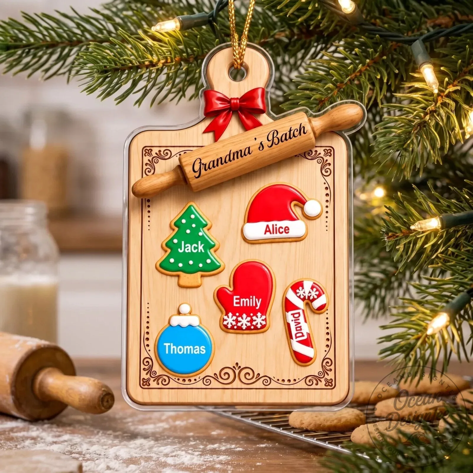 Personalized Christmas Cookie Cutting Board Ornament for Grandma's Batch 17 Personalized Christmas Cookie Cutting Board Ornament for Grandma