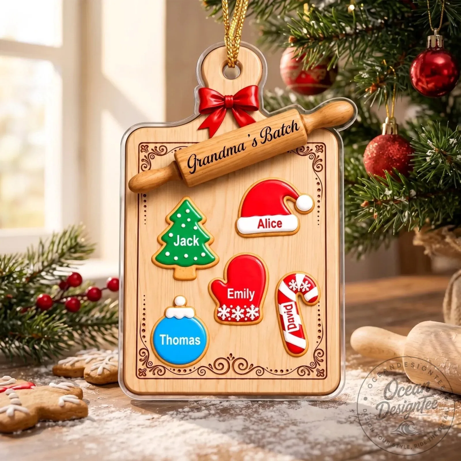 Personalized Christmas Cookie Cutting Board Ornament for Grandma's Batch 18 Personalized Christmas Cookie Cutting Board Ornament for Grandma