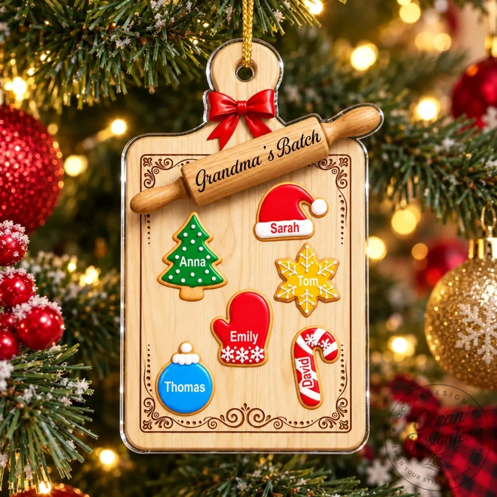 Personalized Christmas Cookie Cutting Board Ornament for Grandma's Batch 19 Personalized Christmas Cookie Cutting Board Ornament for Grandma