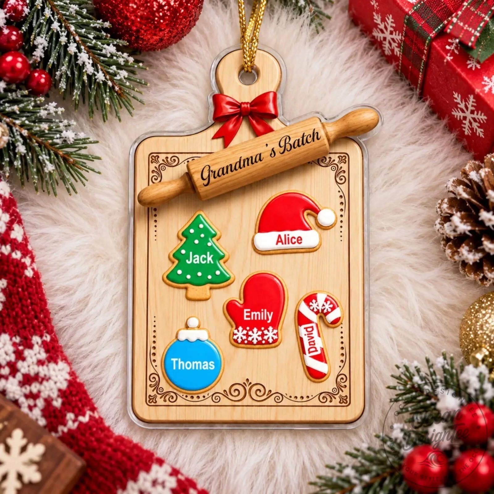 Personalized Christmas Cookie Cutting Board Ornament for Grandma's Batch 20 Personalized Christmas Cookie Cutting Board Ornament for Grandma