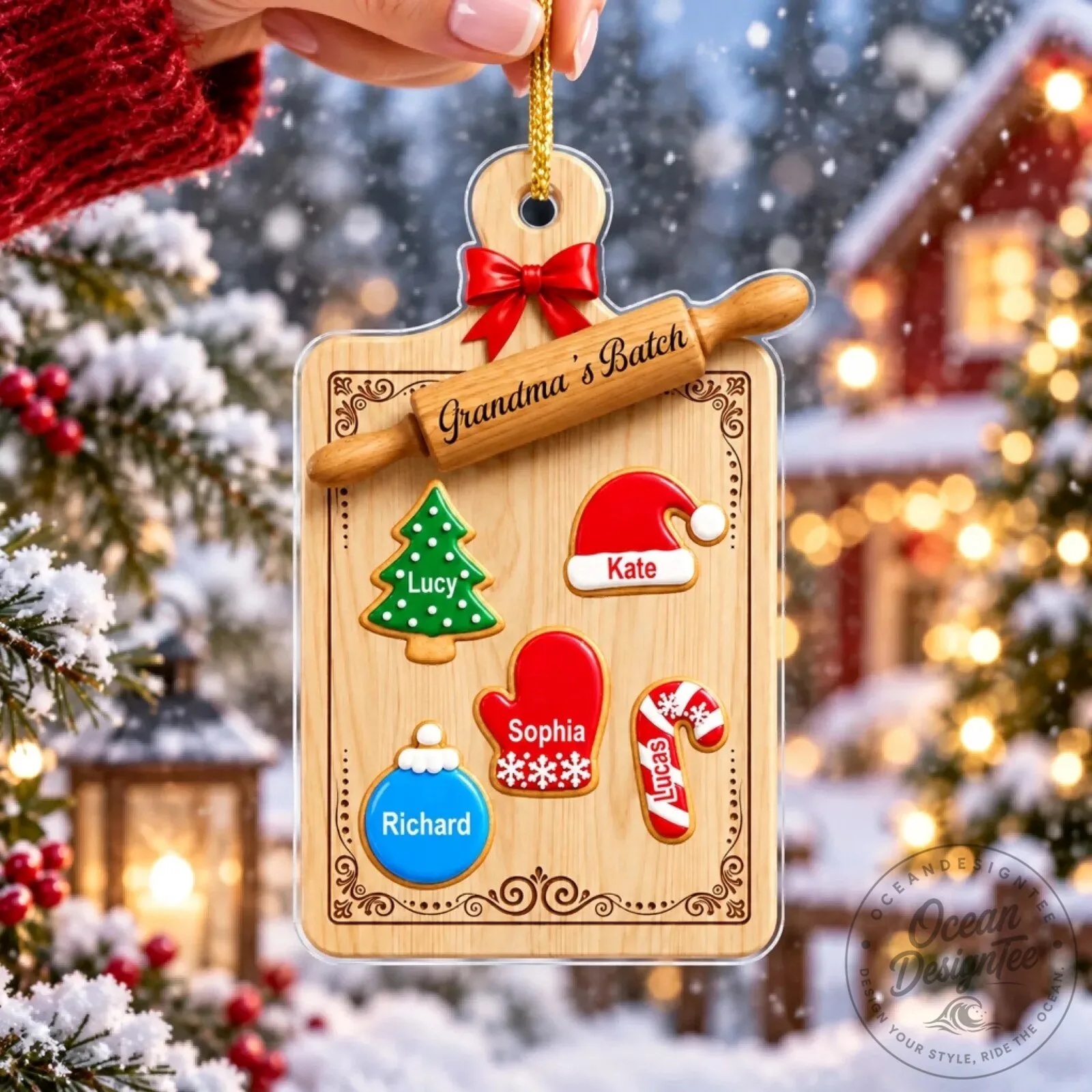 Personalized Christmas Cookie Cutting Board Ornament for Grandma's Batch 21 Personalized Christmas Cookie Cutting Board Ornament for Grandma