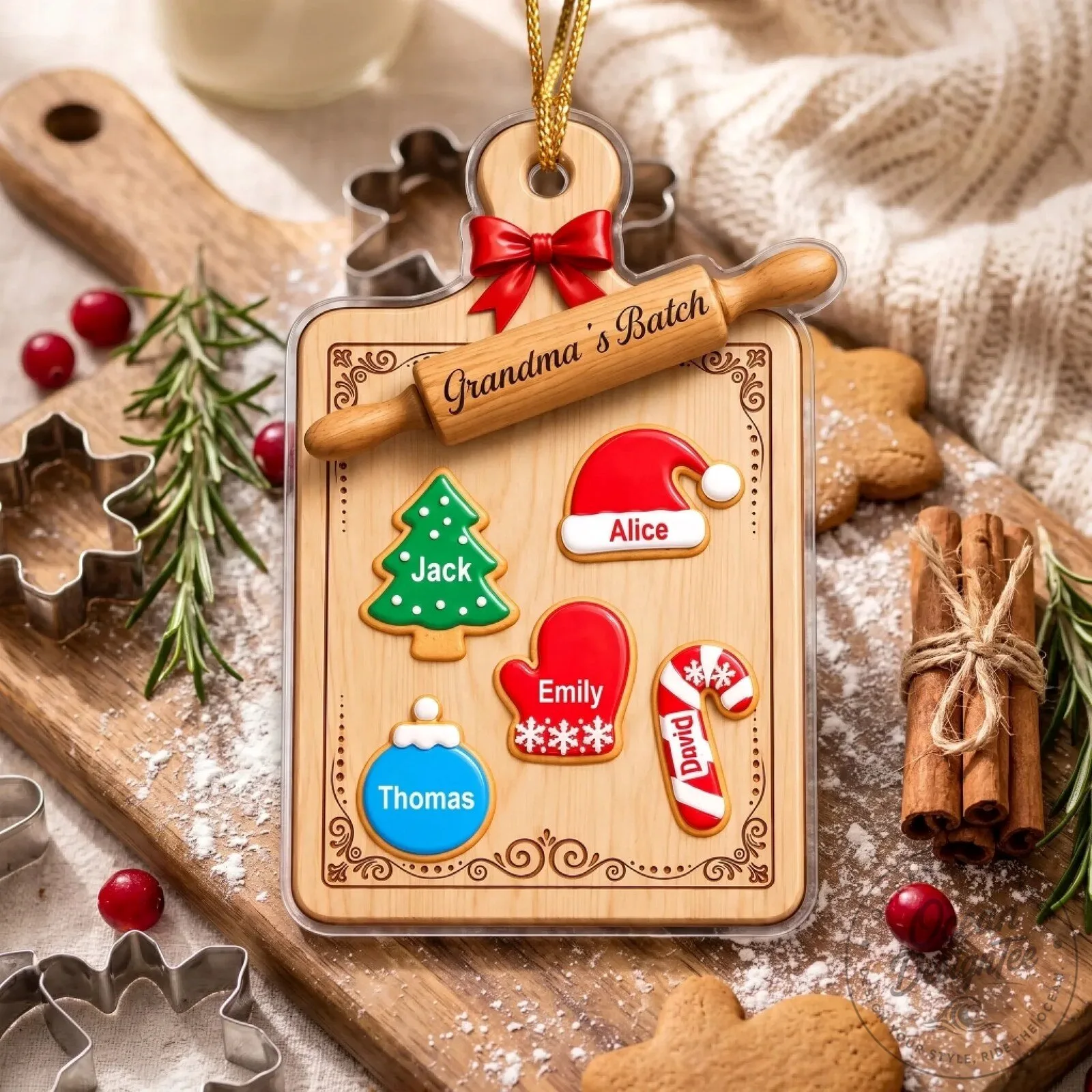 Personalized Christmas Cookie Cutting Board Ornament for Grandma's Batch 22 Personalized Christmas Cookie Cutting Board Ornament for Grandma