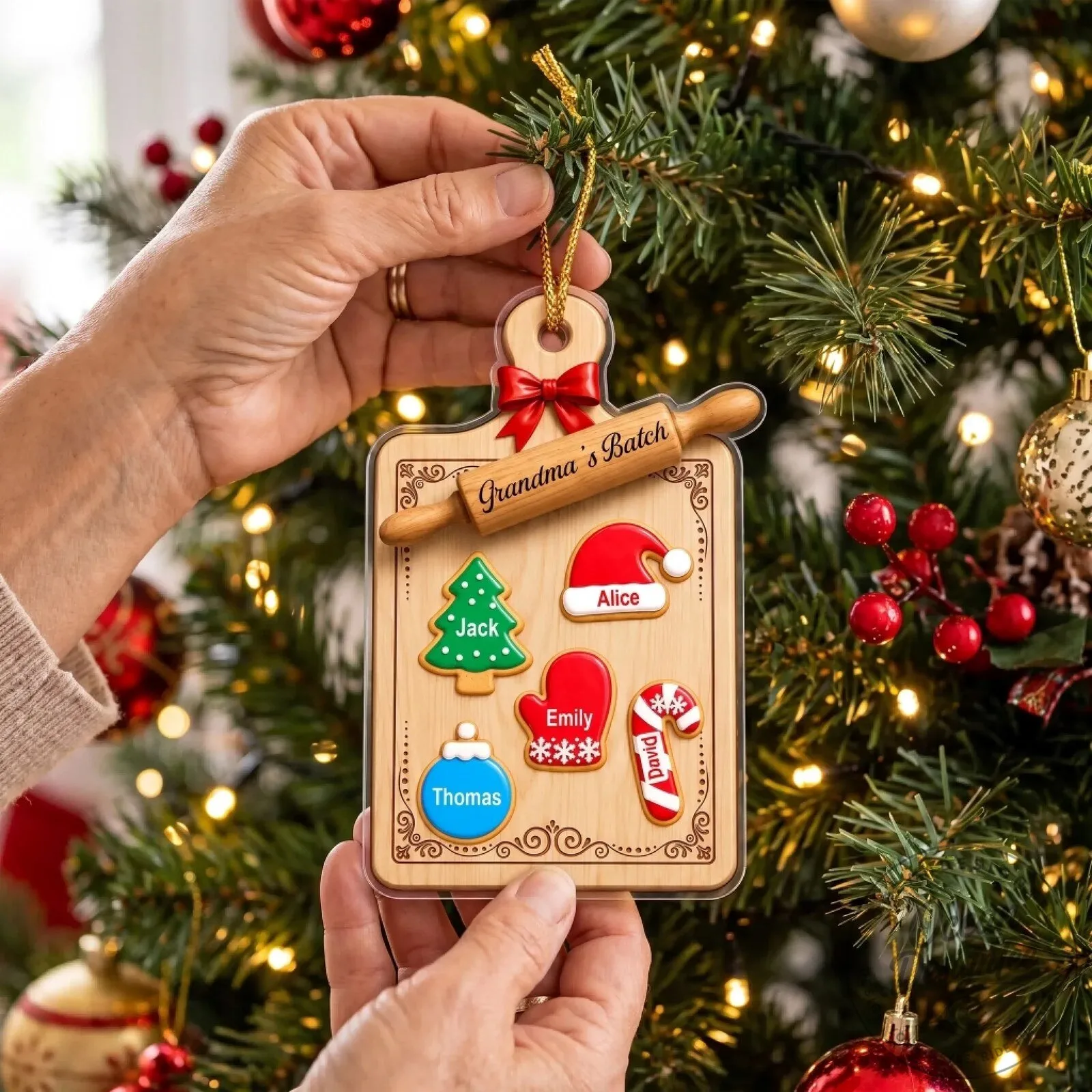 Personalized Christmas Cookie Cutting Board Ornament for Grandma's Batch 23 Personalized Christmas Cookie Cutting Board Ornament for Grandma
