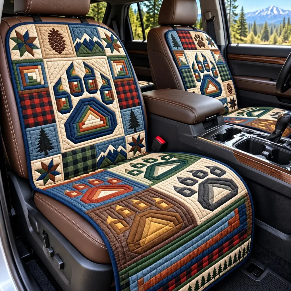 Bear Paw Patchwork Quilted Car Seat Cover Protector Bear Paw Patchwork Quilted Car Seat Cover Protector