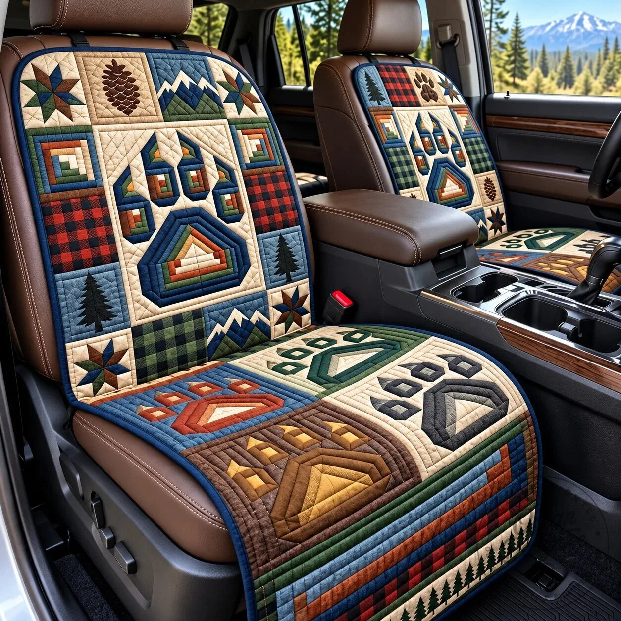 Bear Paw Patchwork Quilted Car Seat Cover Protector