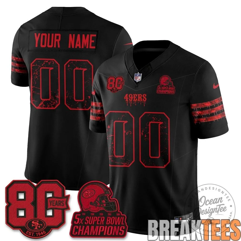 San Francisco 49ers Black Slasher Edition Custom Football Jersey