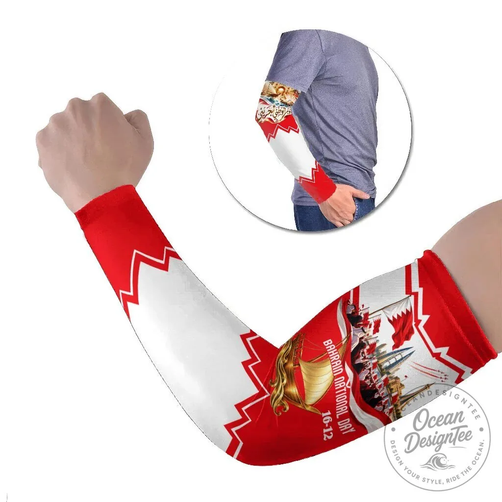 Bahrain National Day Flag Emblem Vintage Collage Arm Sleeves