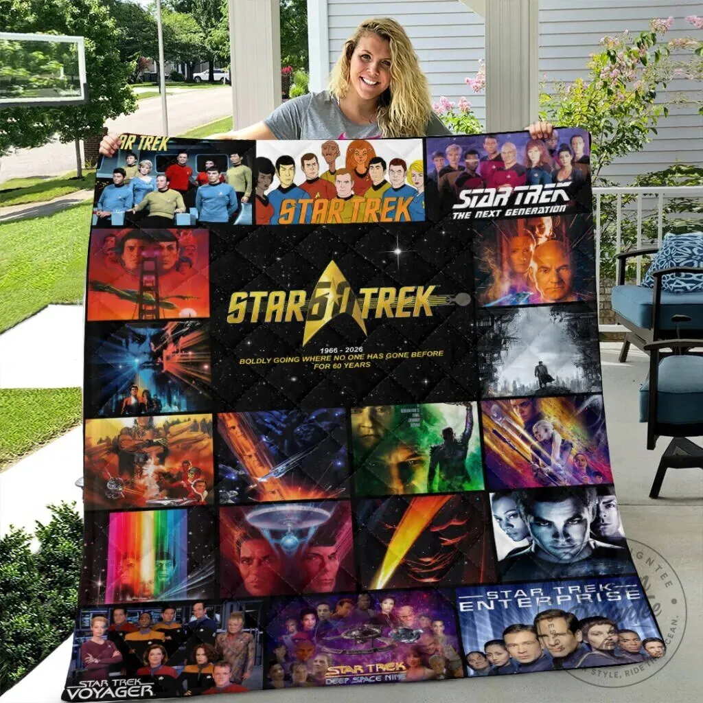 Star Trek 60th Anniversary Boldly Go Where No One Has Gone Before Quilt Blanket