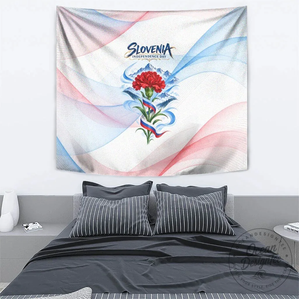 Slovenia Independence Day Red Carnation Flower Mount Triglav Flag Patriotic Wall Art Tapestry 11 Slovenia Independence Day Red Carnation Flower Mount Triglav Flag Patriotic Wall Art Tapestry