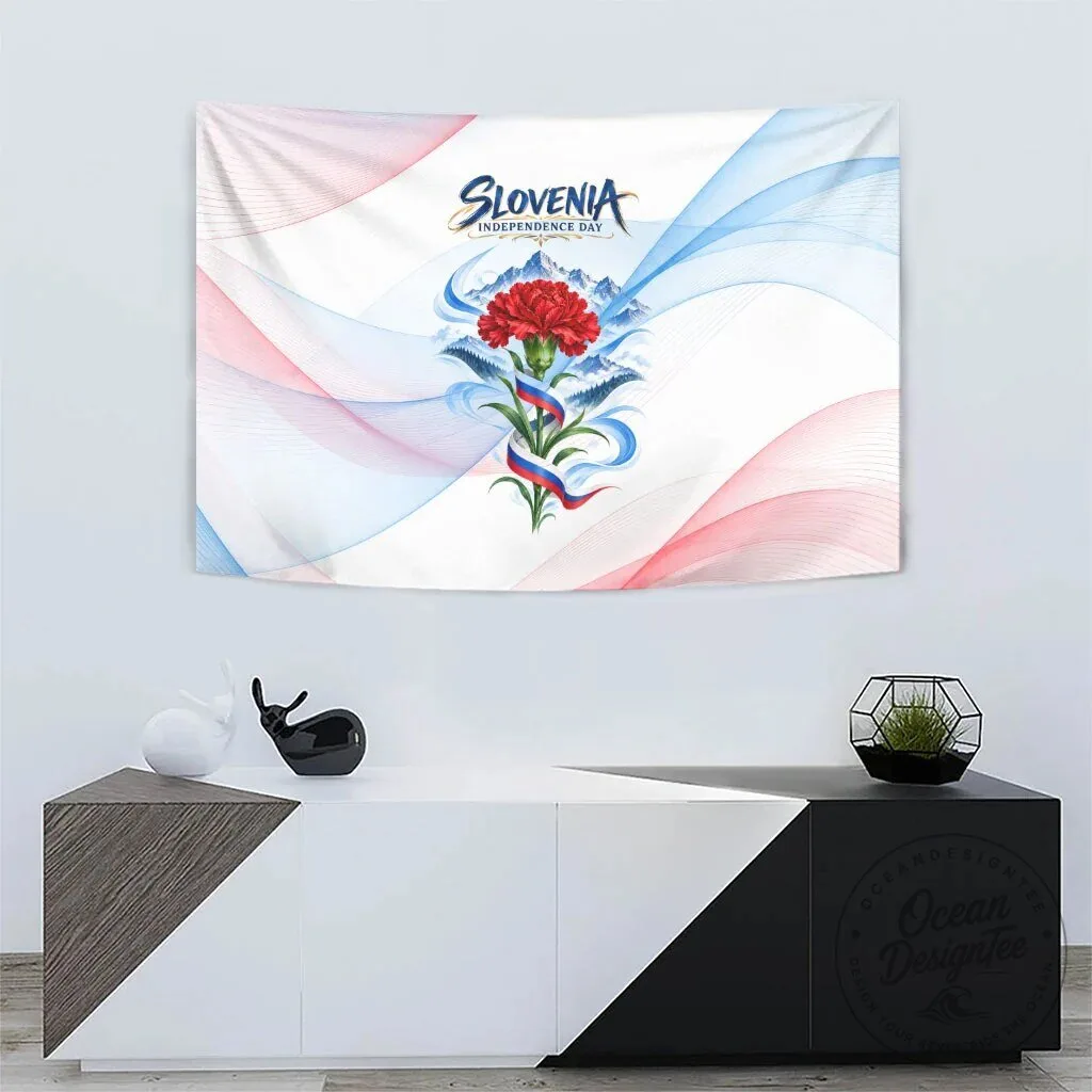 Slovenia Independence Day Red Carnation Flower Mount Triglav Flag Patriotic Wall Art Tapestry 12 Slovenia Independence Day Red Carnation Flower Mount Triglav Flag Patriotic Wall Art Tapestry