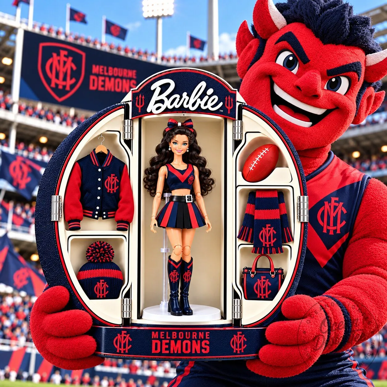 Melbourne Demons Barbie Doll Collectible Figure with Team Outfits and Accessories