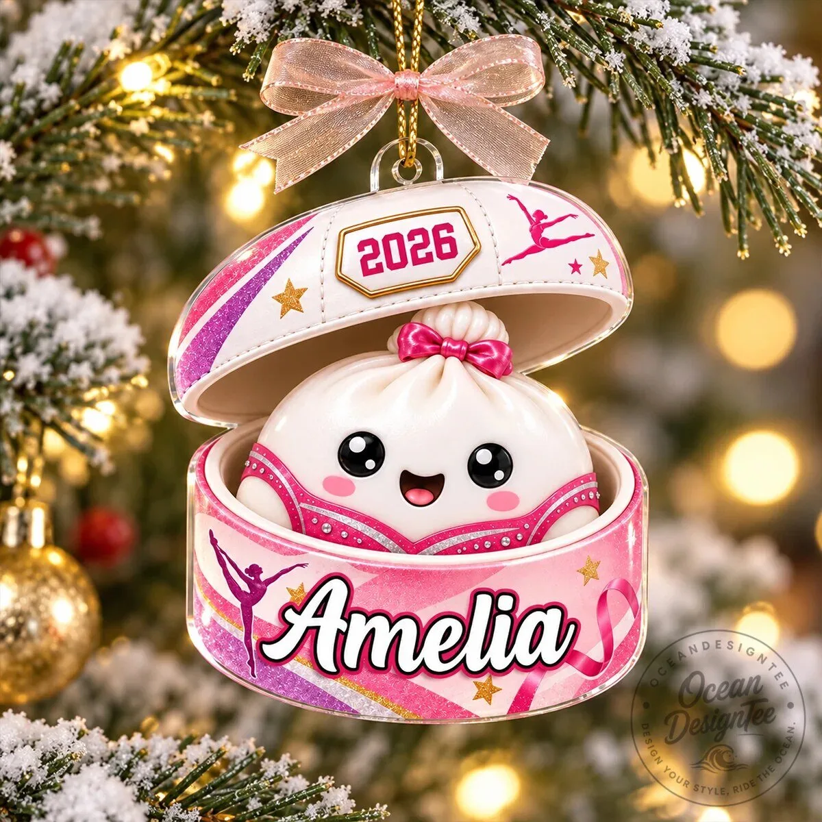 Personalized Gymnastics Dumpling Ornament - Custom Name Christmas Tree Decoration 15 Personalized Gymnastics Dumpling Ornament - Custom Name Christmas Tree Decoration