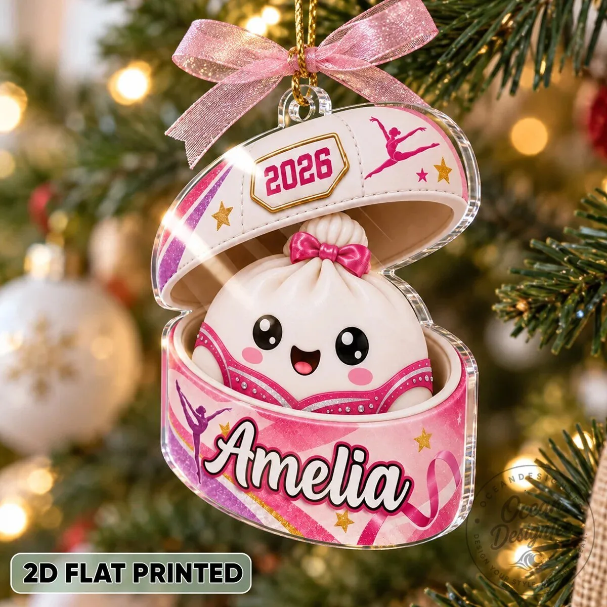 Personalized Gymnastics Dumpling Ornament - Custom Name Christmas Tree Decoration 16 Personalized Gymnastics Dumpling Ornament - Custom Name Christmas Tree Decoration